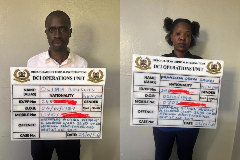 File image of 2 suspects arrested over operating an unlicensed medical facility.